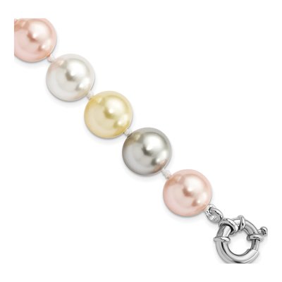 Sterling Silver Multi-Color Shell Pearl Bracelet