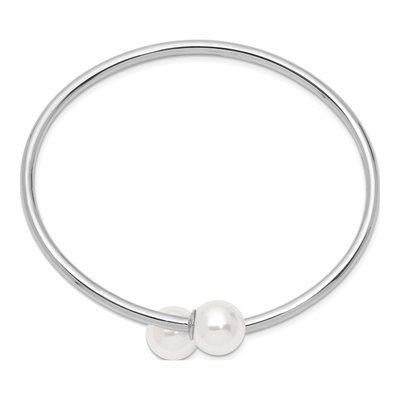 Sterling Silver Shell Pearl Bangle Bracelet – view 2