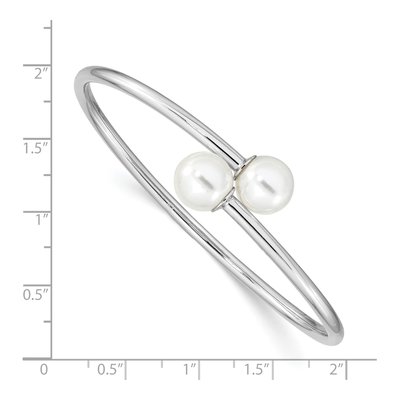 Sterling Silver Shell Pearl Bangle Bracelet – view 3