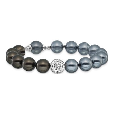 Sterling Silver Grey Black Shell Pearl Bracelet – view 3