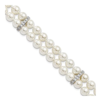 Sterling Silver CZ Shell Bracelet
