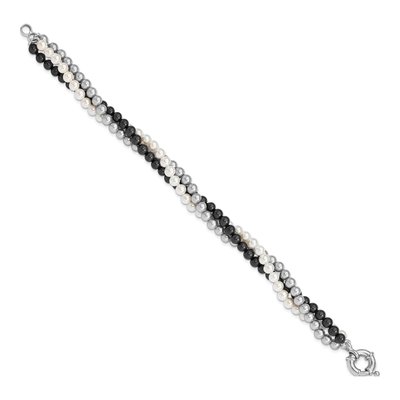 Sterling Silver Shell Pearl 3-Row Bracelet – view 2