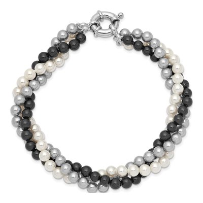 Sterling Silver Shell Pearl 3-Row Bracelet – view 3