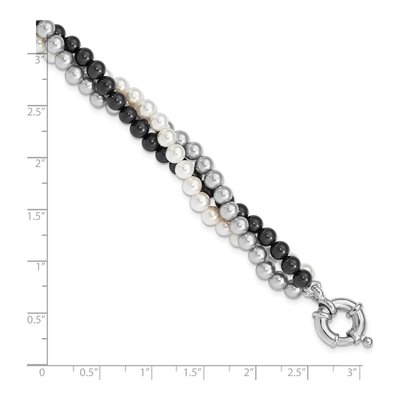 Sterling Silver Shell Pearl 3-Row Bracelet – view 5