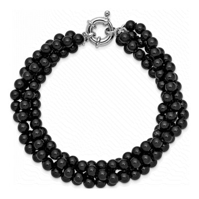 Sterling Silver 4-Row Black Shell Pearl Bracelet – view 3