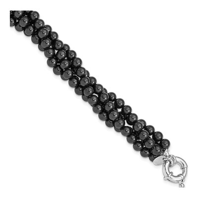 Sterling Silver 4-Row Black Shell Pearl Bracelet