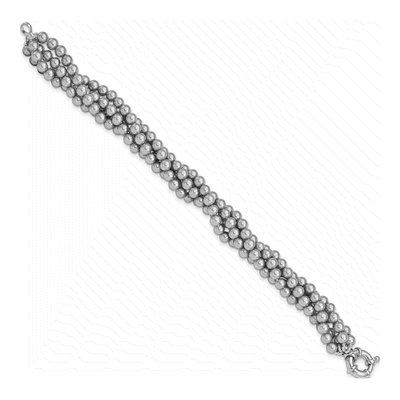 Sterling Silver Grey Shell Pearl 4-Row Bracelet – view 2