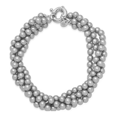 Sterling Silver Grey Shell Pearl 4-Row Bracelet – view 3