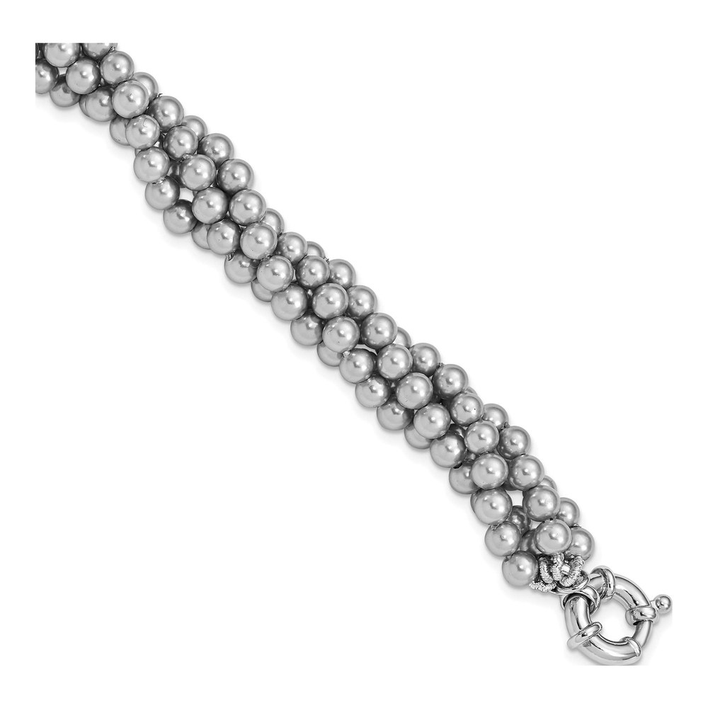 Sterling Silver Grey Shell Pearl 4-Row Bracelet