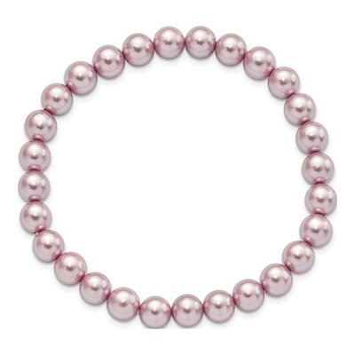 Purple Shell Pearl Stretch Bracelet – view 2