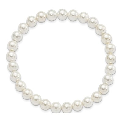 White Shell Pearl Stretch Bracelet – view 2