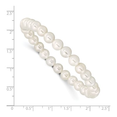 White Shell Pearl Stretch Bracelet – view 3
