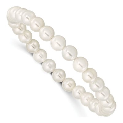 White Shell Pearl Stretch Bracelet