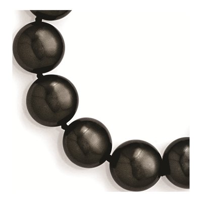 Sterling Silver CZ Rh-Pl Coin Blk Imitat Shell Brac Bracelet – view 2