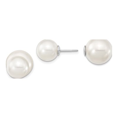 Sterling Silver Shell Pearl Stud Earrings