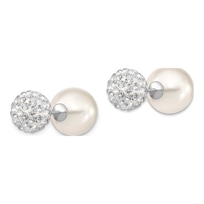 Sterling Silver Crystal Shell Stud Earrings – view 2