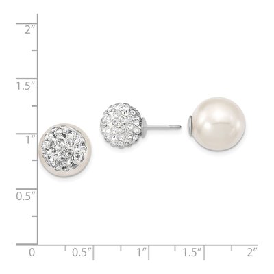 Sterling Silver Crystal Shell Stud Earrings – view 4
