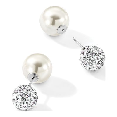 Sterling Silver Crystal Shell Stud Earrings – view 5