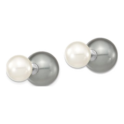 Sterling Silver Grey Shell Pearl Stud Earrings – view 2