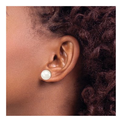 Sterling Silver Grey Shell Pearl Stud Earrings – view 3