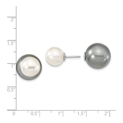Sterling Silver Grey Shell Pearl Stud Earrings – view 4
