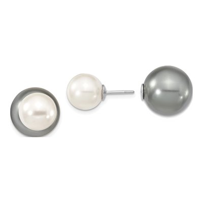 Sterling Silver Grey Shell Pearl Stud Earrings