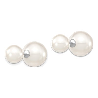 Sterling Silver Shell Pearl Front-Back Stud Earrings – view 2