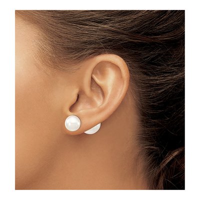 Sterling Silver Shell Pearl Front-Back Stud Earrings – view 3