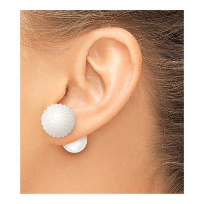 Sterling Silver Front-Back Shell Pearl Stud Earrings – view 4