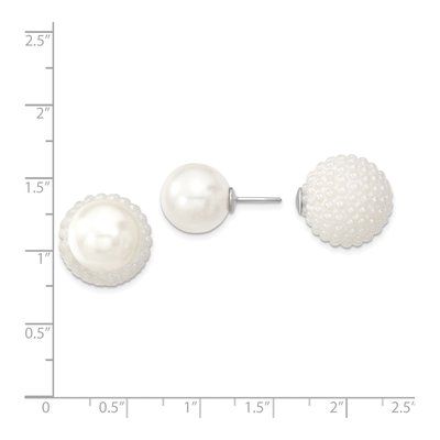 Sterling Silver Front-Back Shell Pearl Stud Earrings – view 5