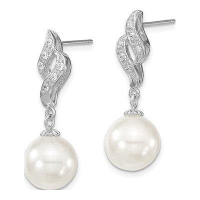 Sterling Silver CZ Shell Dangle Earrings – view 2