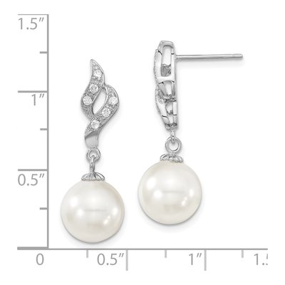 Sterling Silver CZ Shell Dangle Earrings – view 4