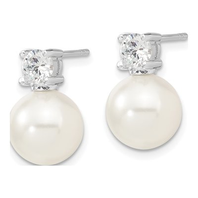 Sterling Silver CZ Shell Dangle Earrings – view 2