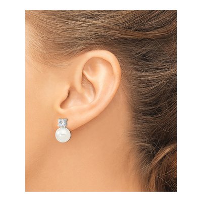 Sterling Silver CZ Shell Dangle Earrings – view 3