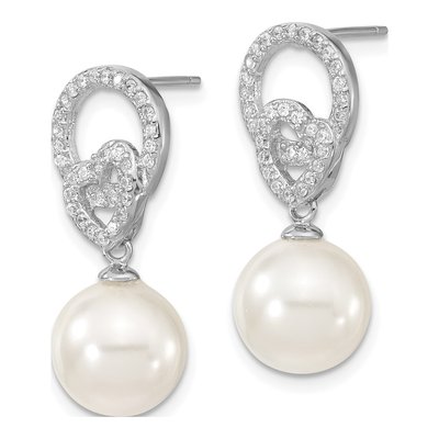 Sterling Silver CZ Shell Dangle Earrings – view 2