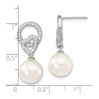 Sterling Silver CZ Shell Dangle Earrings – view 3