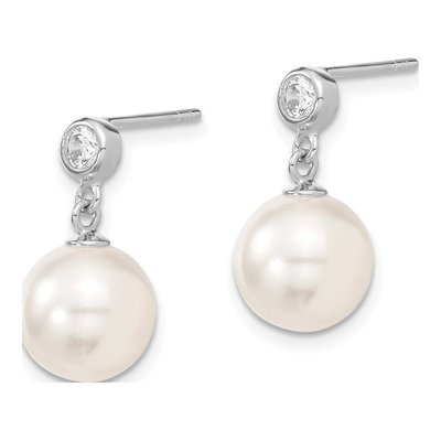 Sterling Silver CZ Shell Dangle Earrings – view 2