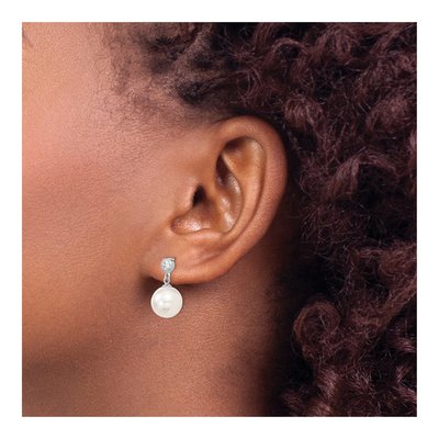 Sterling Silver CZ Shell Dangle Earrings – view 3