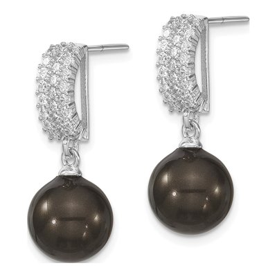 Sterling Silver CZ Shell Dangle Earrings – view 2