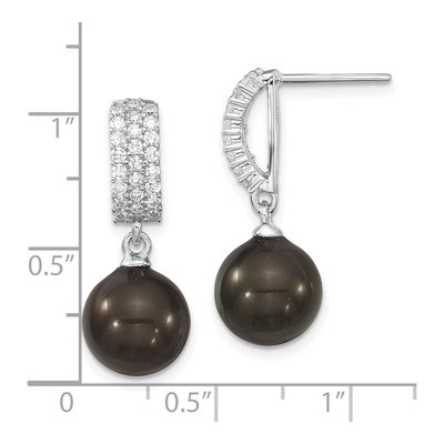 Sterling Silver CZ Shell Dangle Earrings – view 4