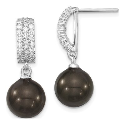 Sterling Silver CZ Shell Dangle Earrings