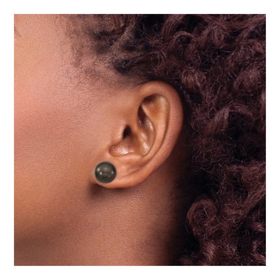 Sterling Silver Black Shell Pearl Stud Earrings – view 3