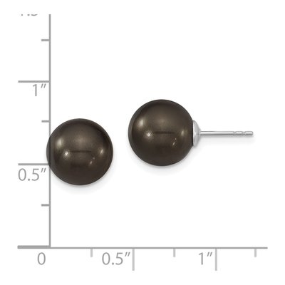 Sterling Silver Black Shell Pearl Stud Earrings – view 4