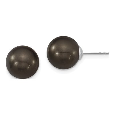 Sterling Silver Black Shell Pearl Stud Earrings