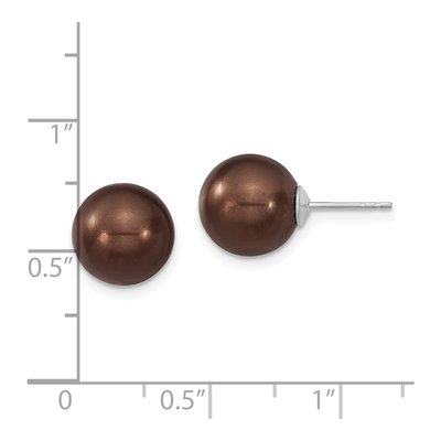 Sterling Silver Brown Shell Pearl Stud Earrings – view 4