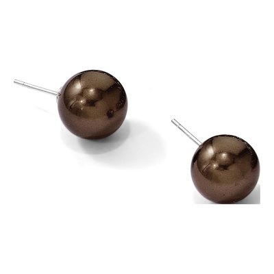Sterling Silver Brown Shell Pearl Stud Earrings – view 5