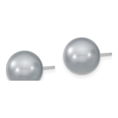 Sterling Silver Grey Shell Pearl Stud Earrings – view 2