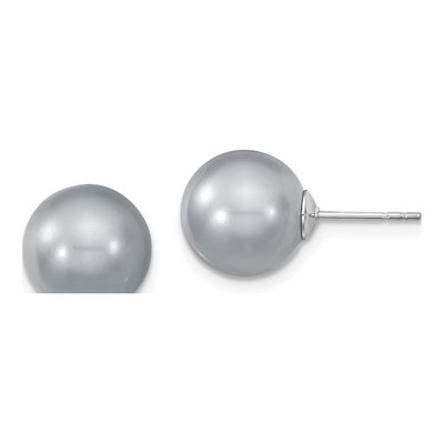 Sterling Silver Grey Shell Pearl Stud Earrings