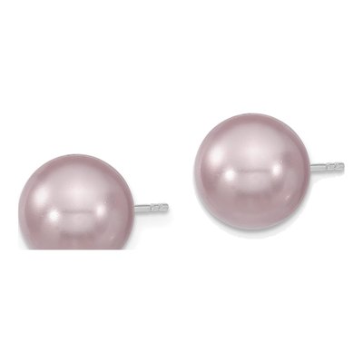 Sterling Silver Purple Shell Pearl Stud Earrings – view 2