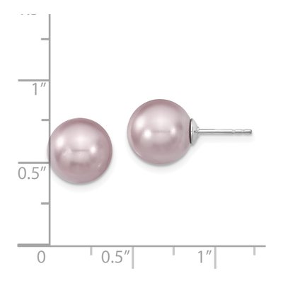 Sterling Silver Purple Shell Pearl Stud Earrings – view 4